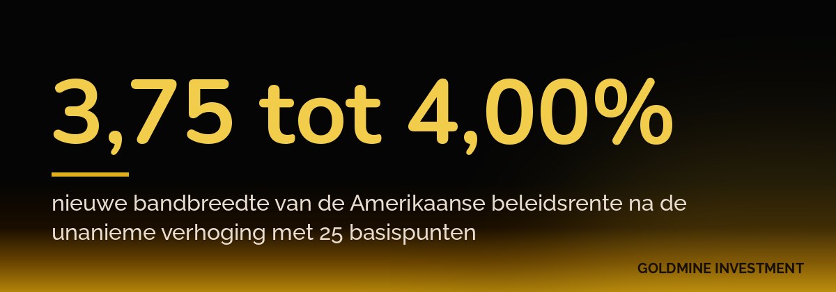 3,75 tot 4,00% nieuwe bandbreedte van de Amerikaanse beleidsrente na de unanieme verhoging met 25 basispunten