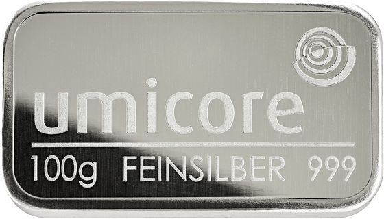 Umicore zilverbaar 100 gram