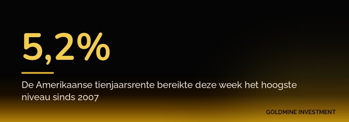 5,2% De Amerikaanse tienjaarsrente bereikte deze week het hoogste niveau sinds 2007