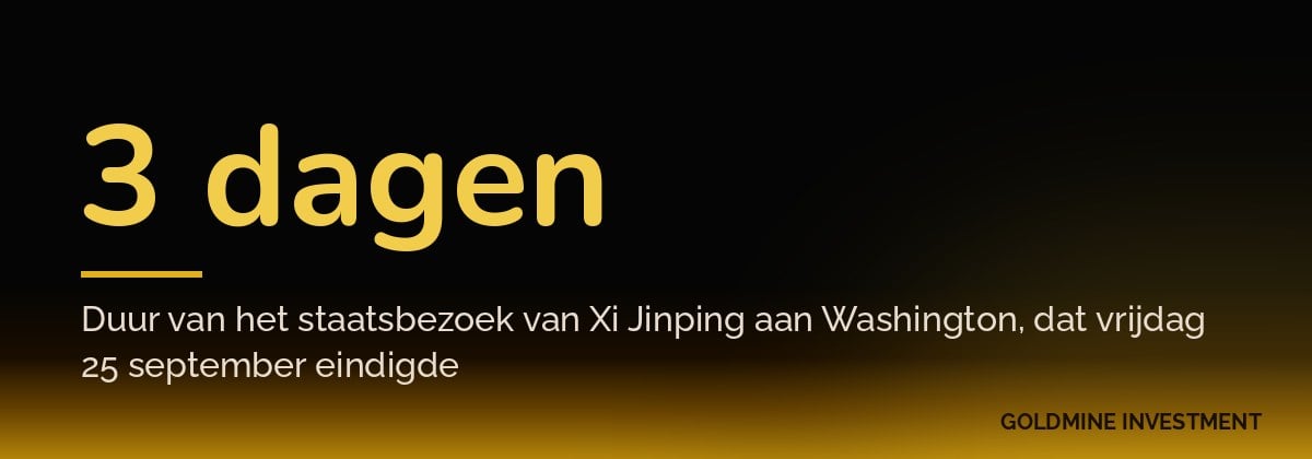 3 dagen Duur van het staatsbezoek van Xi Jinping aan Washington, dat vrijdag 25 september eindigde