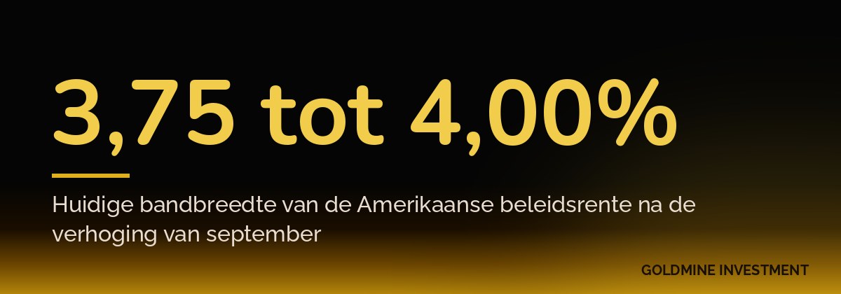3,75 tot 4,00% Huidige bandbreedte van de Amerikaanse beleidsrente na de verhoging van september