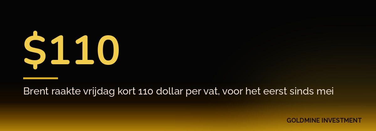 $110 Brent raakte vrijdag kort 110 dollar per vat, voor het eerst sinds mei