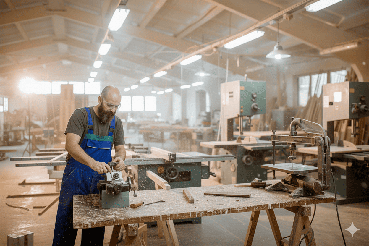 ATEX High Bay installed in a high-ceiling UK sawmill.