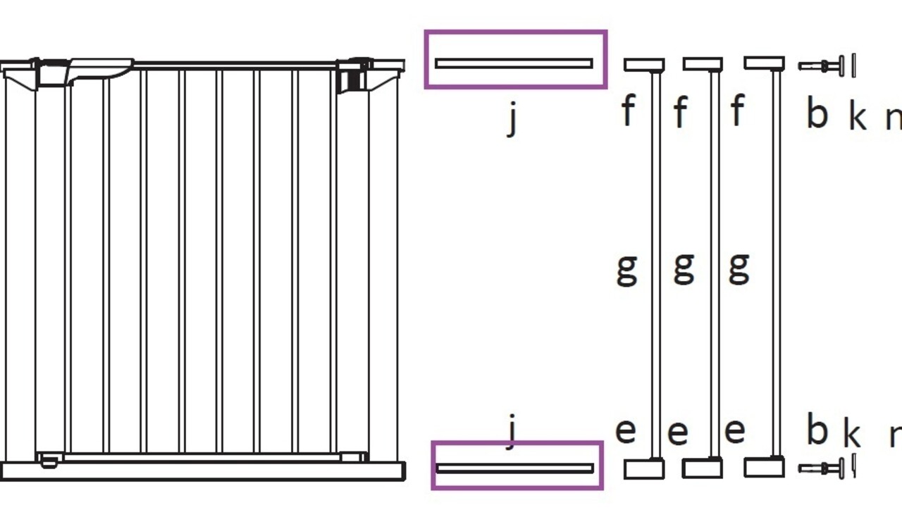BabyDan BabyDan Perfect Close / Premier Barrière de Sécurité Escalier et Porte Grande Barre de Support J (257 mm)