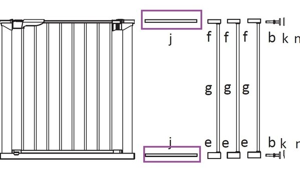 BabyDan BabyDan Perfect Close / Premier Barrière de Sécurité Escalier et Porte Grande Barre de Support J (257 mm)