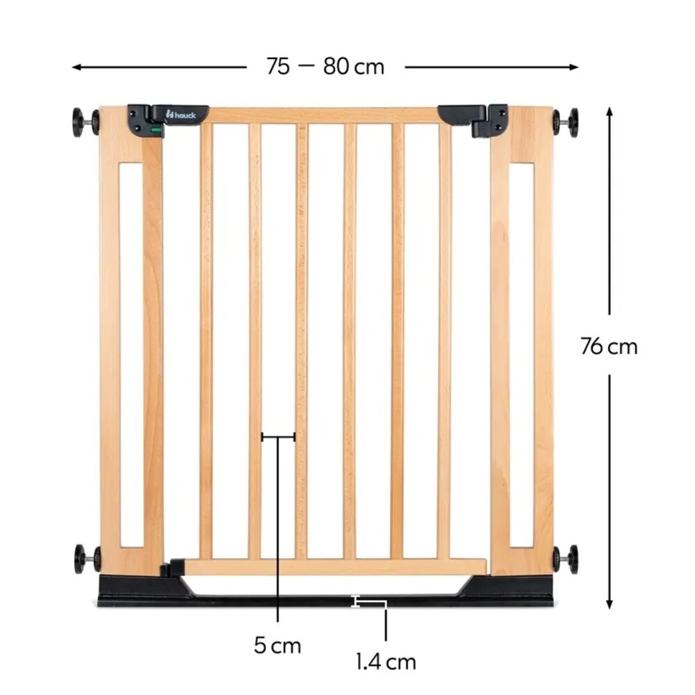 Hauck Hauck Clear Step N Easyclose Eco Beech 75 - 80 cm Hauck Hauck Clear Step N Easyclose Eco Beech 75 - 80 cm