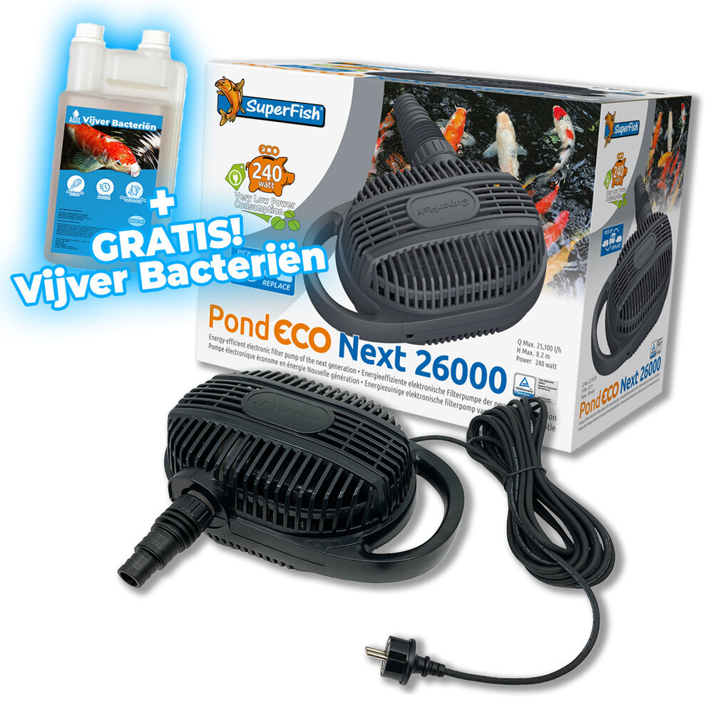 Superfish Teichpumpe Pond Eco Next 26.000-240W + GRATIS Teichbakterien!