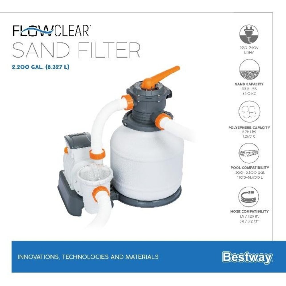 Bestway Sandfilter Flowclear 7,5 m3/h Bestway Sandfilter Flowclear 7,5 m3/h
