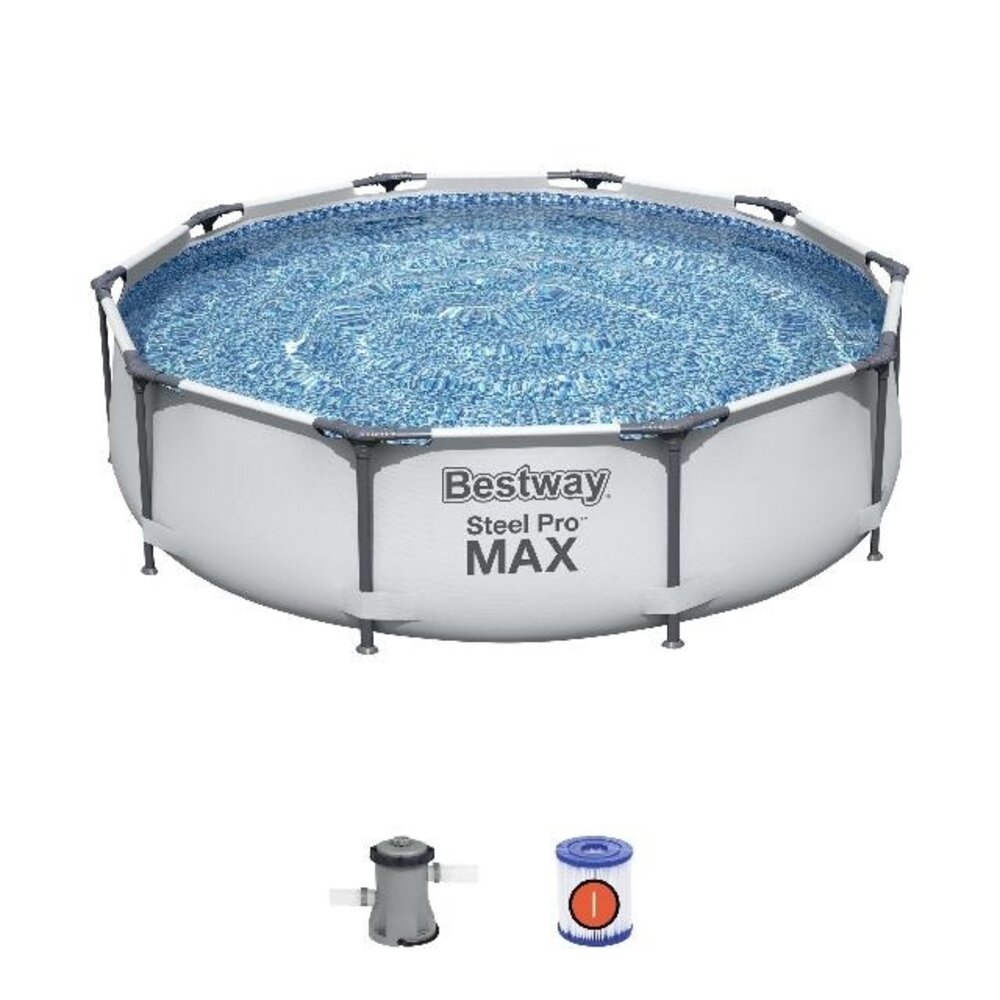 Bestway Schwimmbecken Sirocco Rahmen Grau Pro Max Rund 305cm Bestway Schwimmbecken Sirocco Rahmen Grau Pro Max Rund 305cm