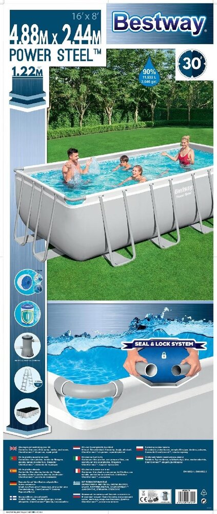 Bestway Schwimmbecken Mistral Set Rechteck 488cm Bestway Schwimmbecken Mistral Set Rechteck 488cm