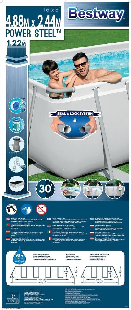 Bestway Schwimmbecken Mistral Set Rechteck 488cm Bestway Schwimmbecken Mistral Set Rechteck 488cm