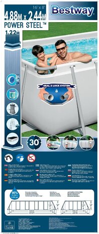 Bestway Schwimmbecken Mistral Set Rechteck 488cm Bestway Schwimmbecken Mistral Set Rechteck 488cm