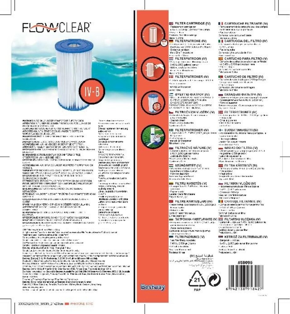 Bestway Kartuschenfilter Typ IV Bestway Kartuschenfilter Typ IV