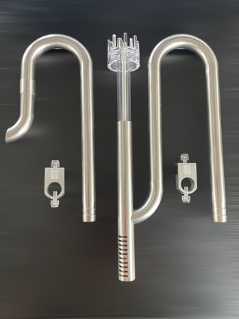 AquastoreXL Edelstahl in out Set Deluxe mit Skimmer 12-16mm