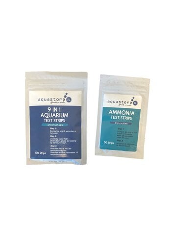 AquastoreXL Teststreifen 100x Aquarium und Teich 9-in-1 + 50x Ammoniak NH3/NH4