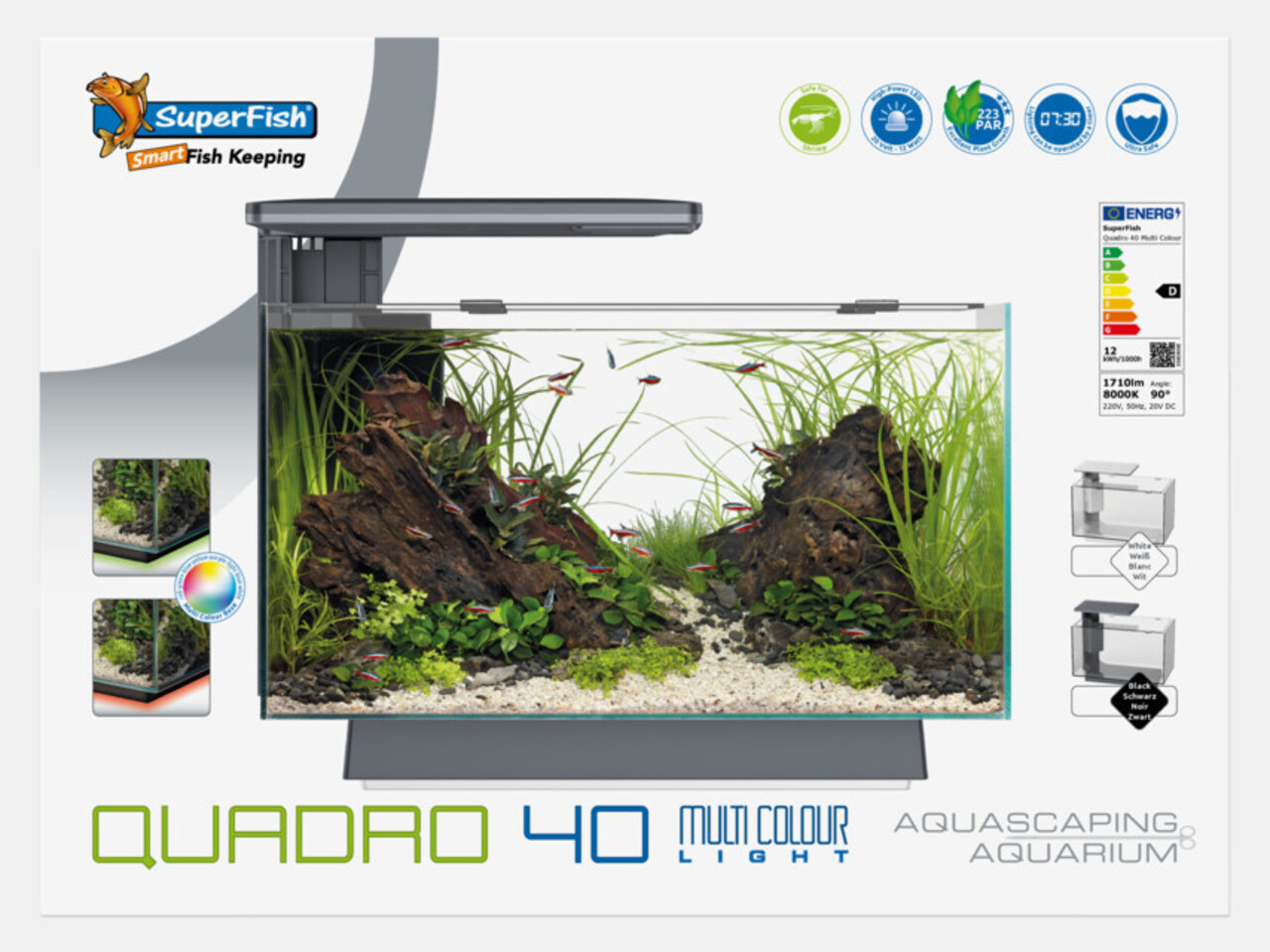 Superfish Aquarium Quadro 40 Multi Colour Weiß