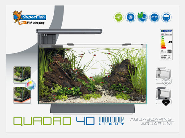 Superfish Aquarium Quadro 40 Multi Colour Weiß