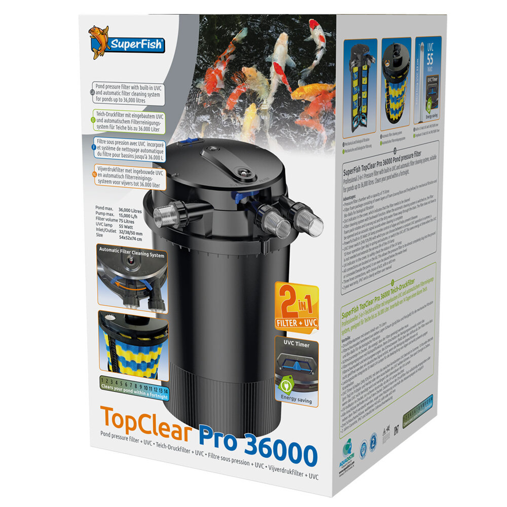 Superfish Topclear Pro 36000 Teichfilter mit UVC und automatischem Reinigungssystem