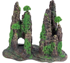 Gebr. de Boon Ornament Polyresin Felsensäulen mit Loch Moos und Baum 22 cm