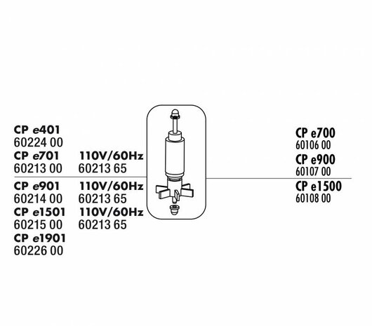 JBL Cristalprofi E1500 Rotor mit Welle + Gummilager JBL Cristalprofi E1500 Rotor mit Welle + Gummilager