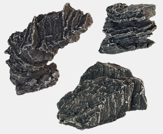 AquastoreXL Aquarium Dekorationsset Stein Kunstpflanzen