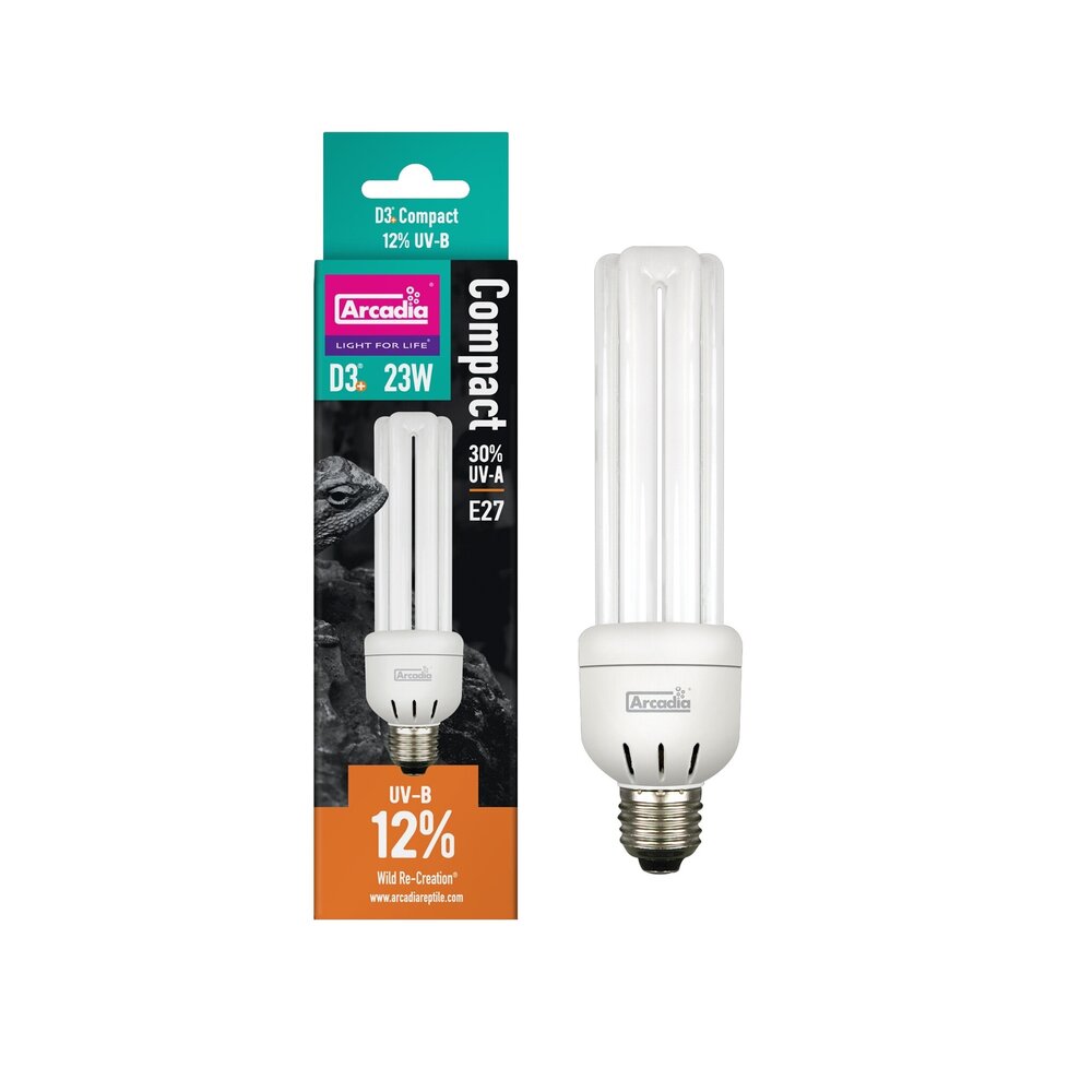 Arcadia D3+ Kompakt Terrarium UVB-Lampe E27 12% 23W