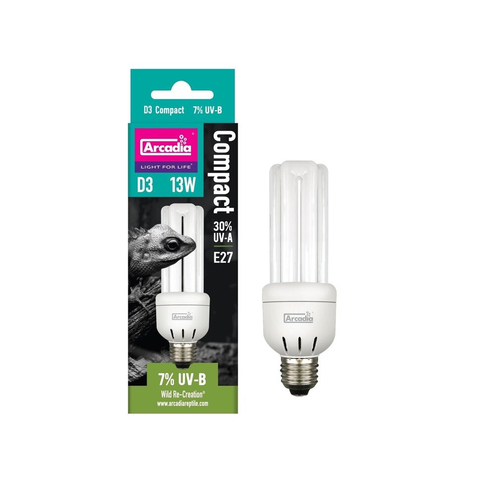 Arcadia Mini Triple U D3 Kompakt Terrarium UVB-Lampe 7% 13W