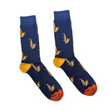 Voeg wat jazz toe aan je stijl met deze blauwe saxofoon sokken