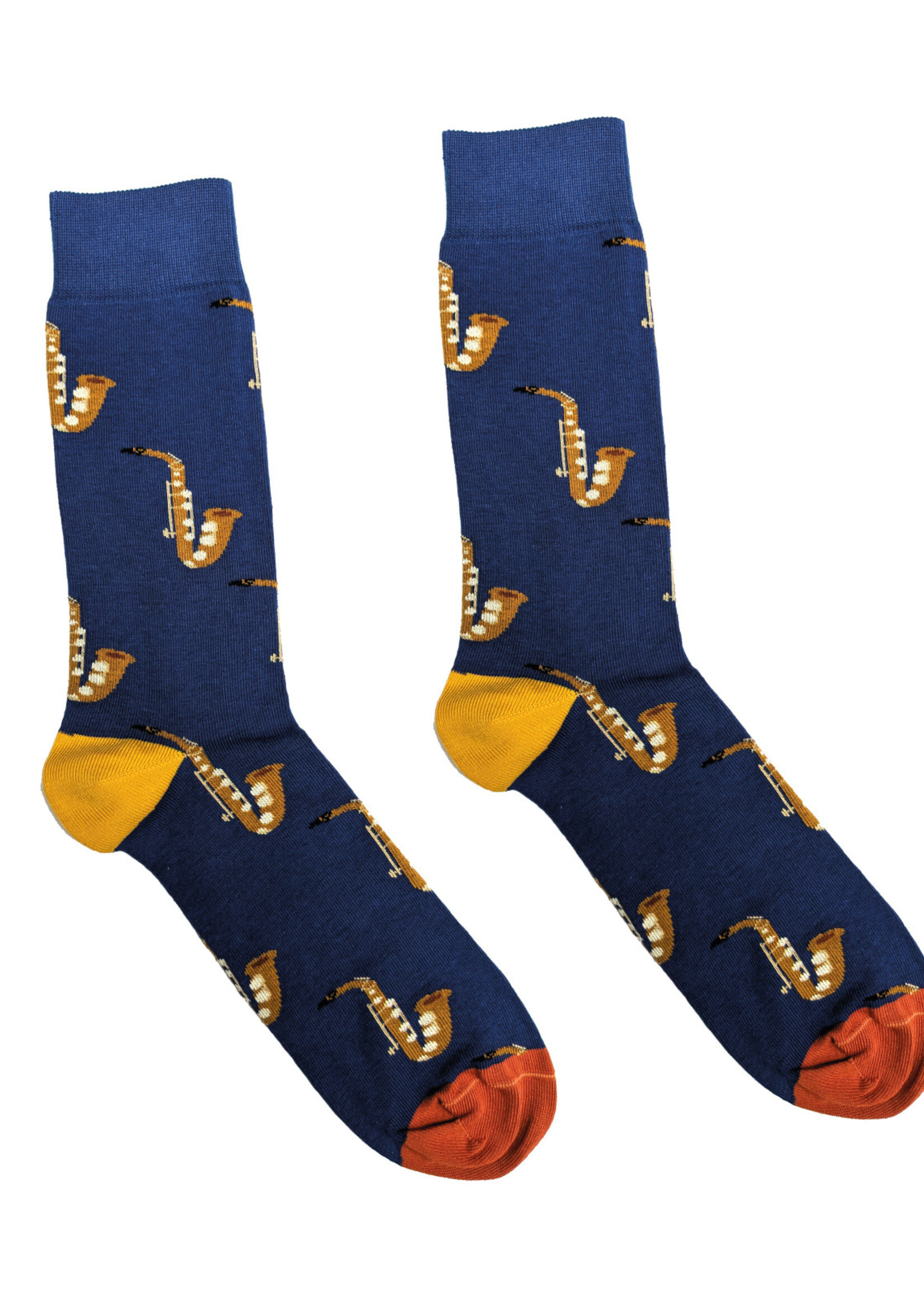 Rieten.nl Voeg wat jazz toe aan je stijl met deze blauwe saxofoon sokken