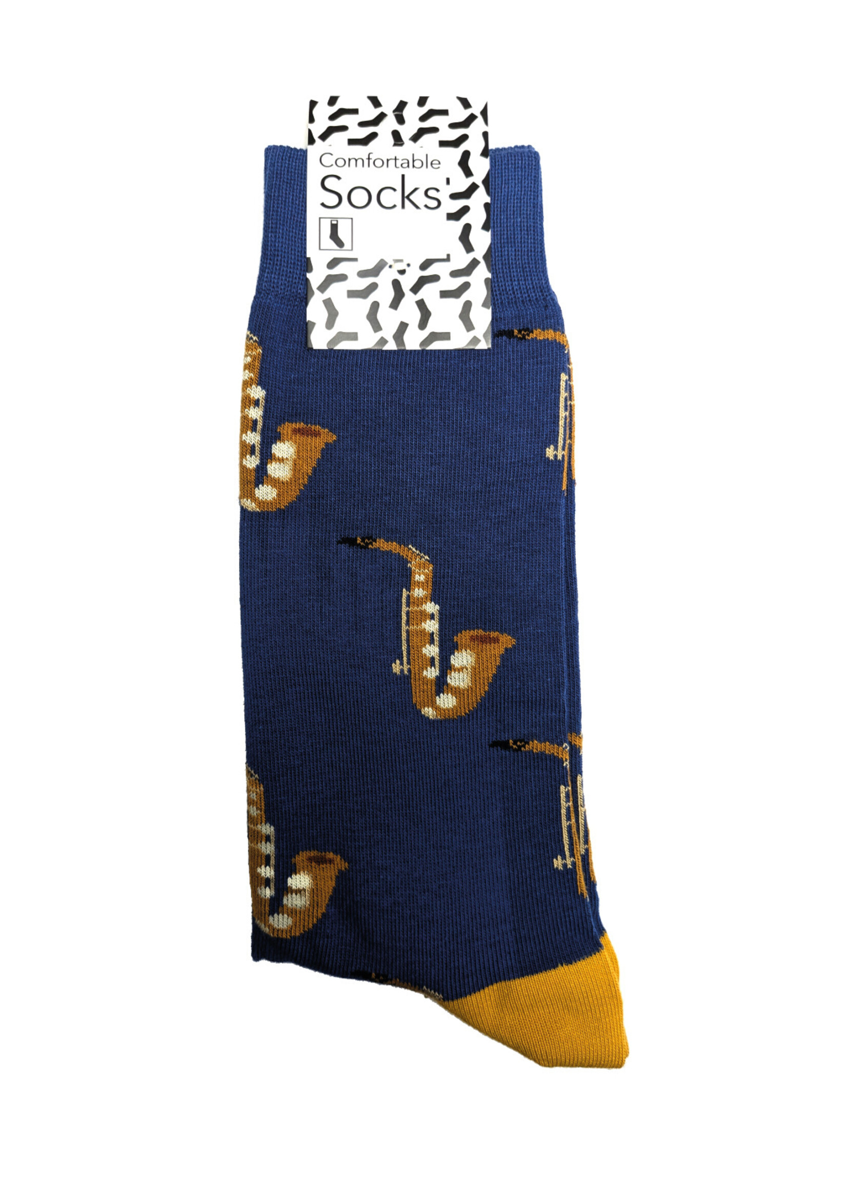Rieten.nl Voeg wat jazz toe aan je stijl met deze blauwe saxofoon sokken