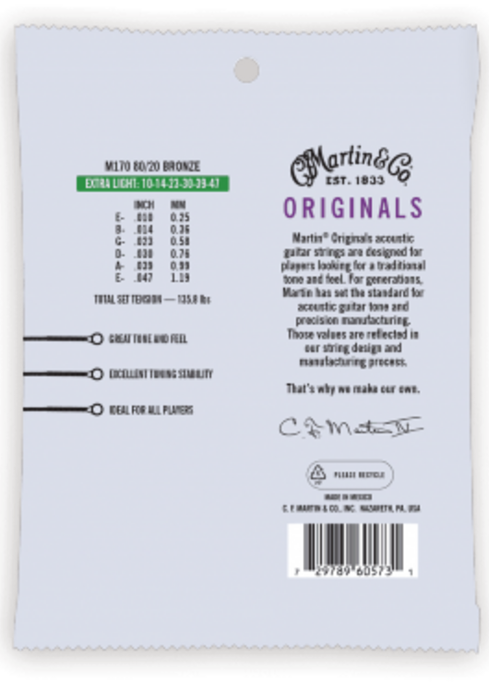 C.F MARTIN & CO Martin M170 Originals Extra Light - 80/20 Bronze