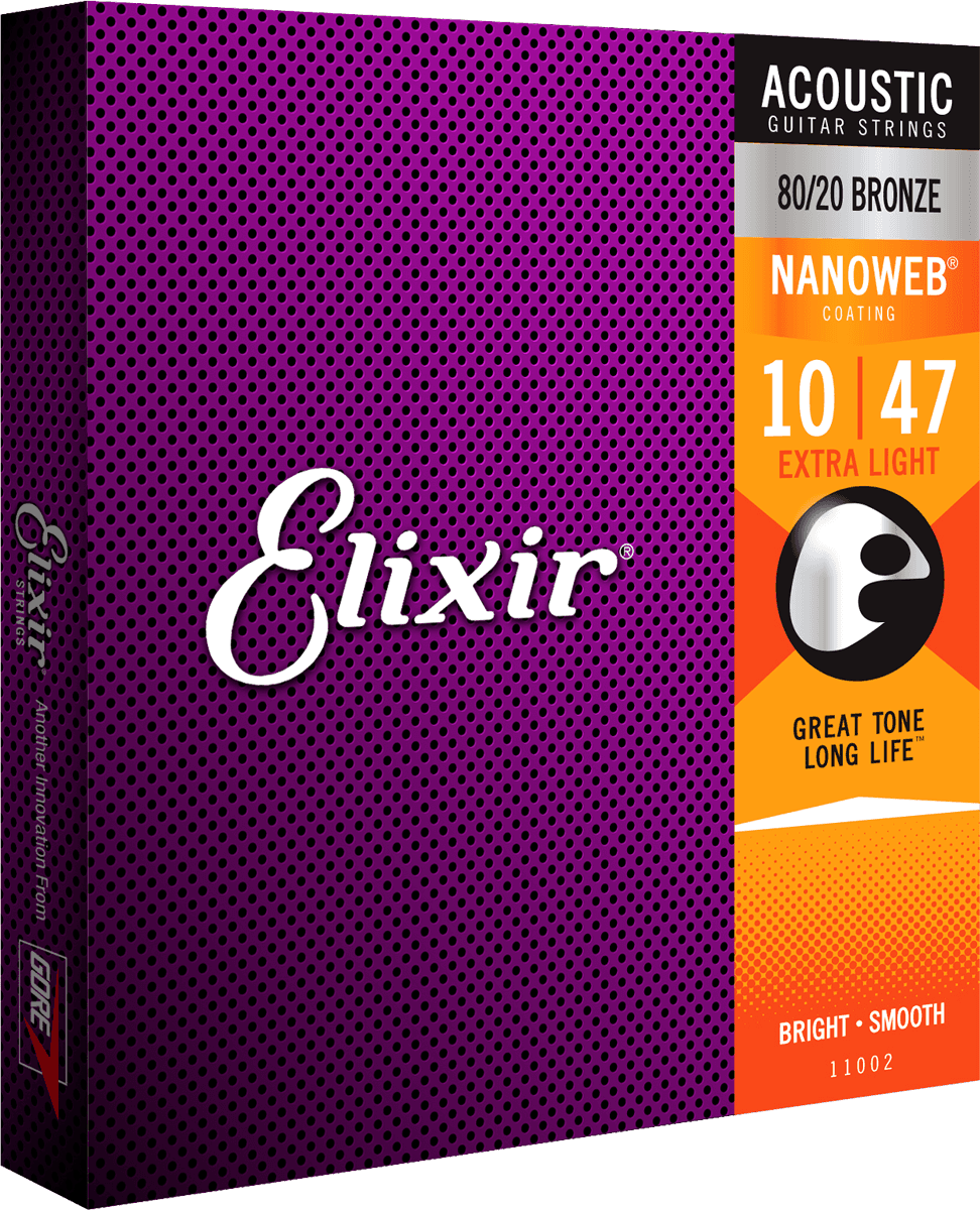 Elixir Acoustic Nanoweb 80/20 Bronze Extra Light snaren voor akoestische gitaar | 10-47 (11002)