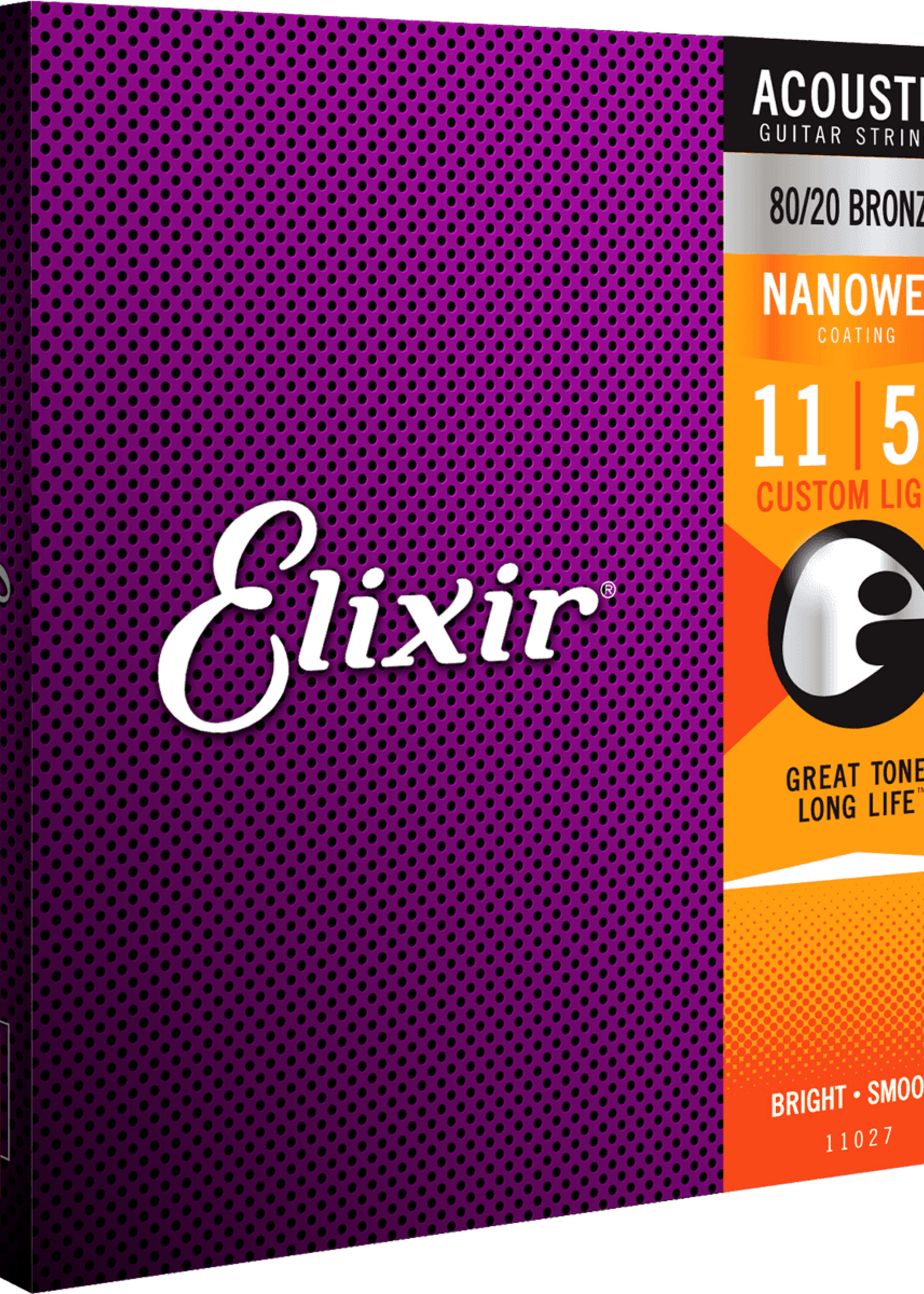 Elixir Elixir Acoustic Nanoweb 80/20 Bronze Custom Light snaren voor akoestische gitaar | 11-52 (11027)