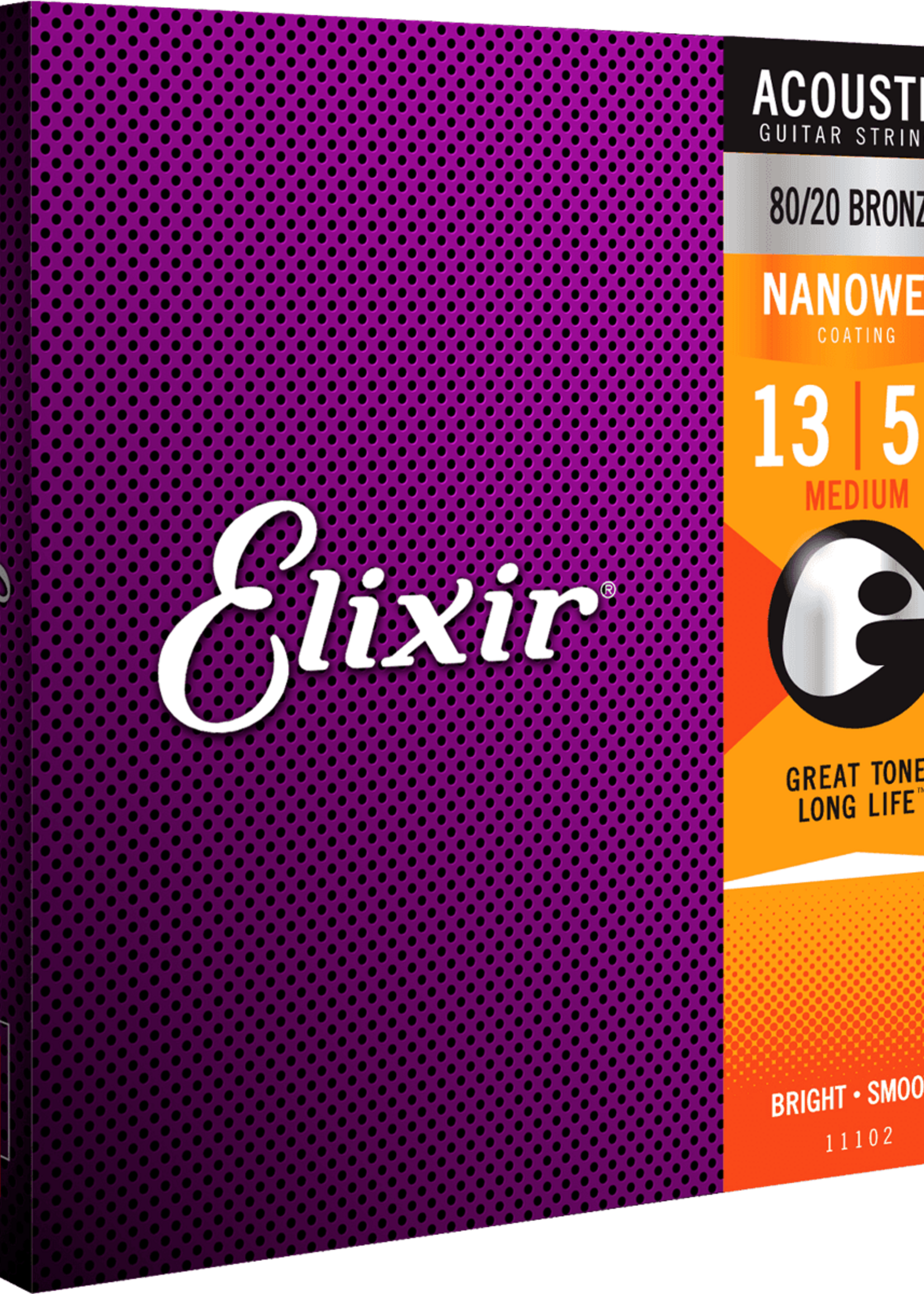 Elixir Elixir Acoustic Nanoweb 80/20 Bronze Medium snaren voor akoestische gitaar | 13-56 (11102)