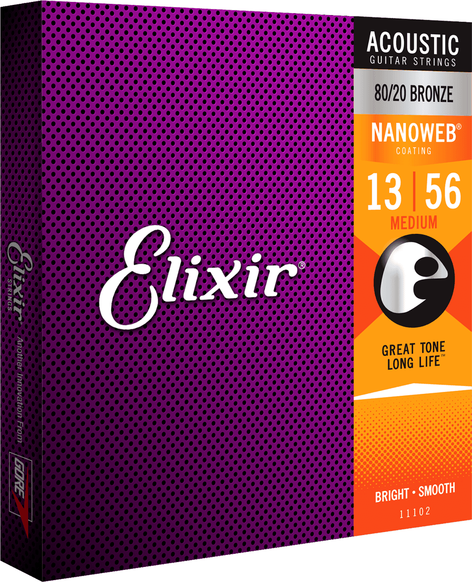 Elixir Acoustic Nanoweb 80/20 Bronze Medium snaren voor akoestische gitaar | 13-56 (11102)
