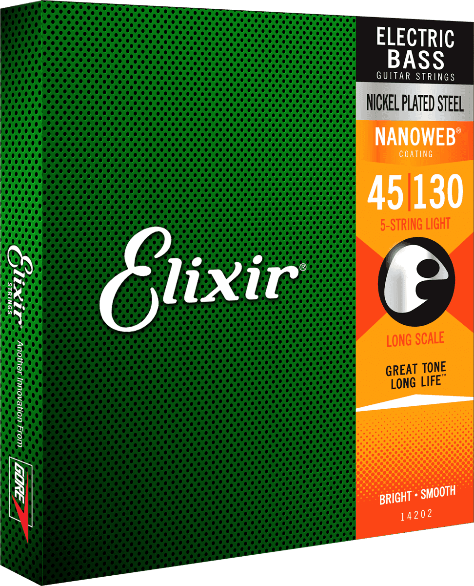 Elixir Electric Bass Nanoweb Nickel 5 String Light 45-130