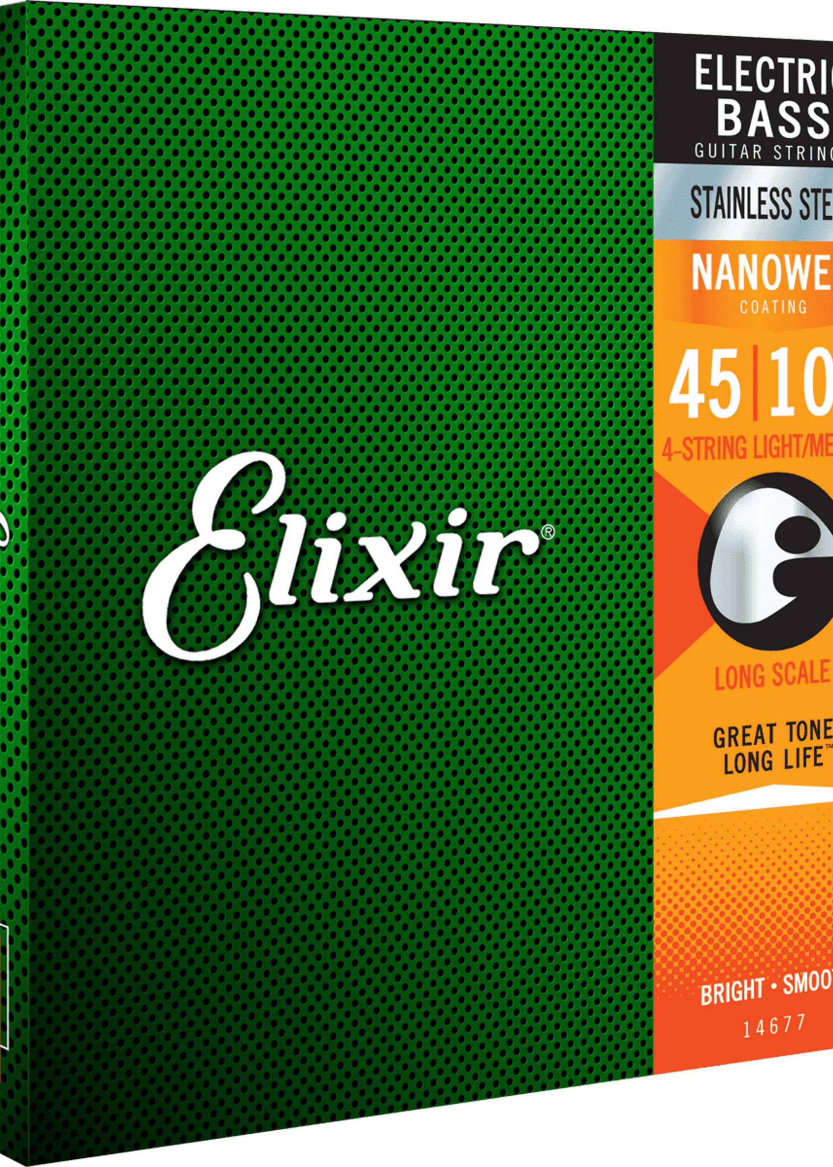 Elixir Elixir Electric Bass Nanoweb Stainless Steel Medium 4-String snaren voor basgitaar | 45-105 (14677)