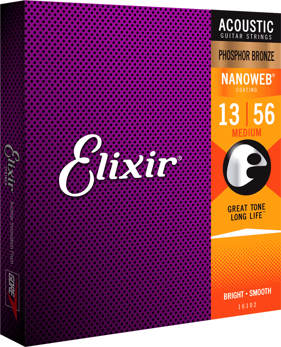 Elixir Acoustic Nanoweb Phosphor Bronze Medium snaren voor akoestische gitaar | 13-56 (16102)