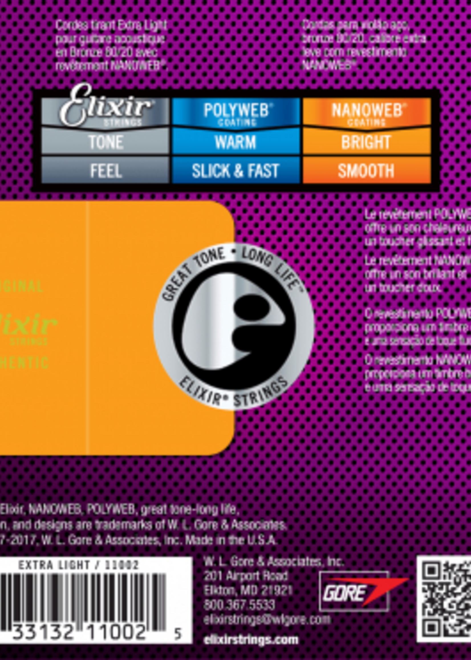 Elixir Elixir Acoustic Nanoweb 80/20 Bronze Extra Light snaren voor akoestische gitaar | 10-47 (11002)