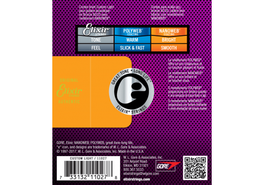 Elixir Acoustic Nanoweb 80/20 Bronze Custom Light snaren voor akoestische gitaar | 11-52 (11027)