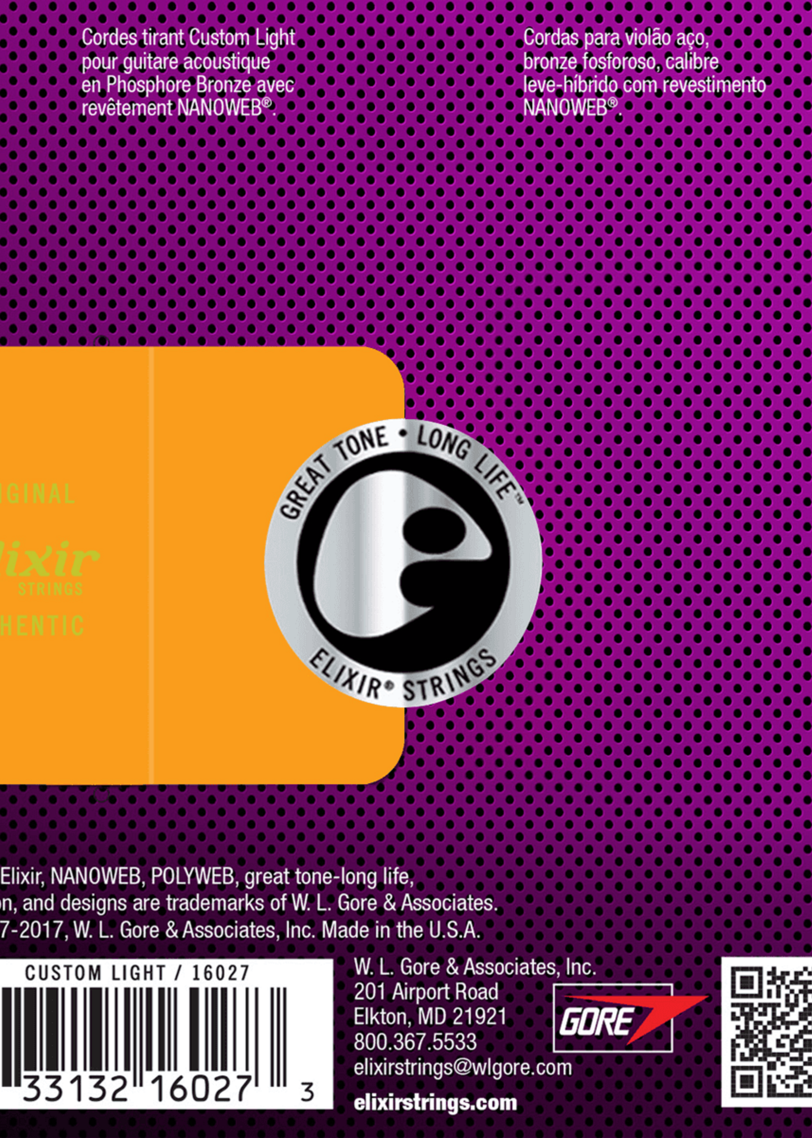 Elixir Elixir Acoustic Nanoweb Phosphor Bronze Custom Light snaren voor akoestische gitaar | 11-52 (16027)