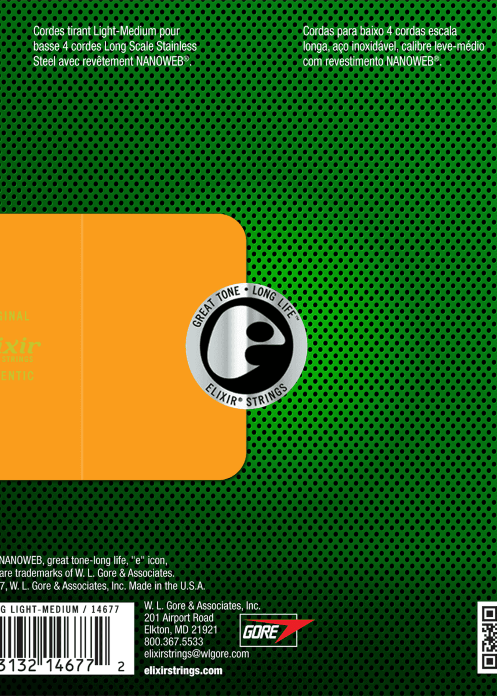 Elixir Elixir Electric Bass Nanoweb Stainless Steel Medium 4-String snaren voor basgitaar | 45-105 (14677)