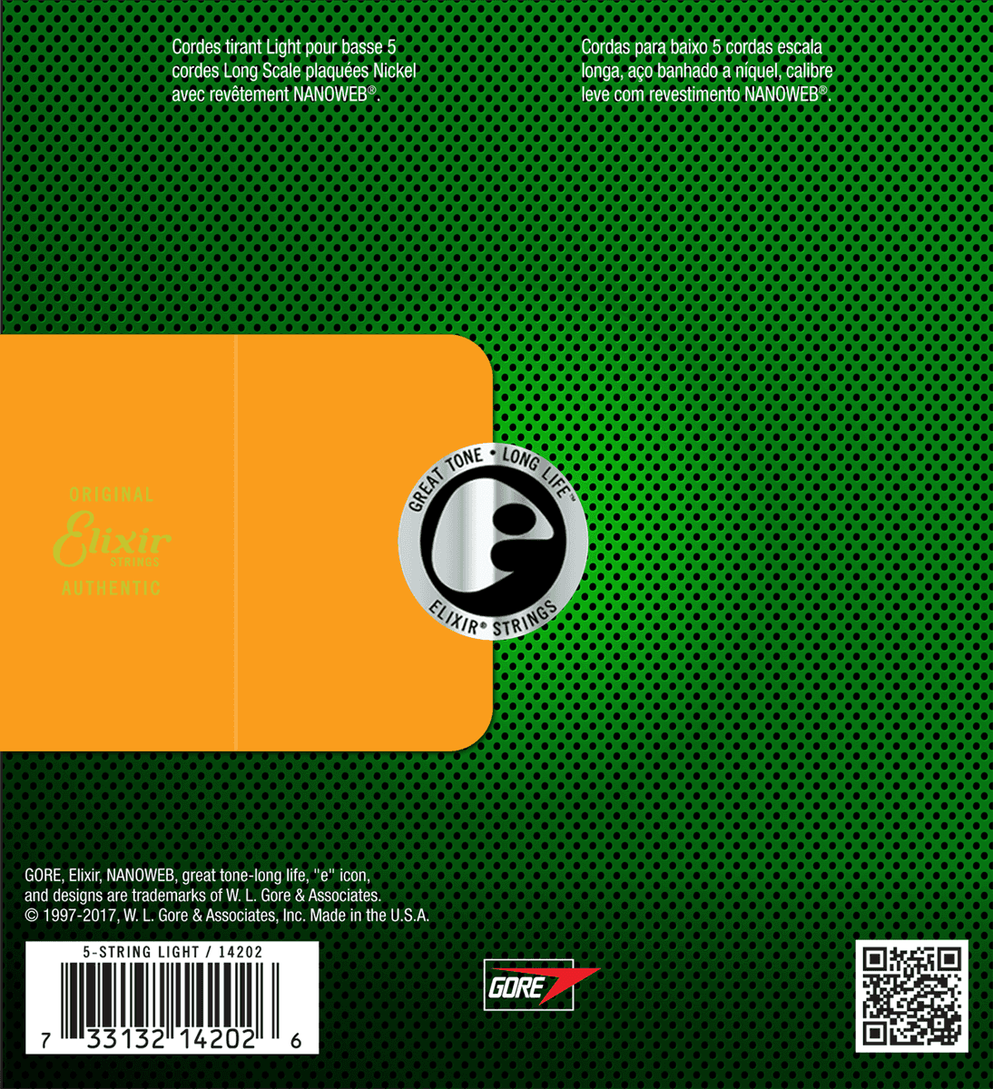 Elixir Electric Bass Nanoweb Nickel 5 String Light 45-130