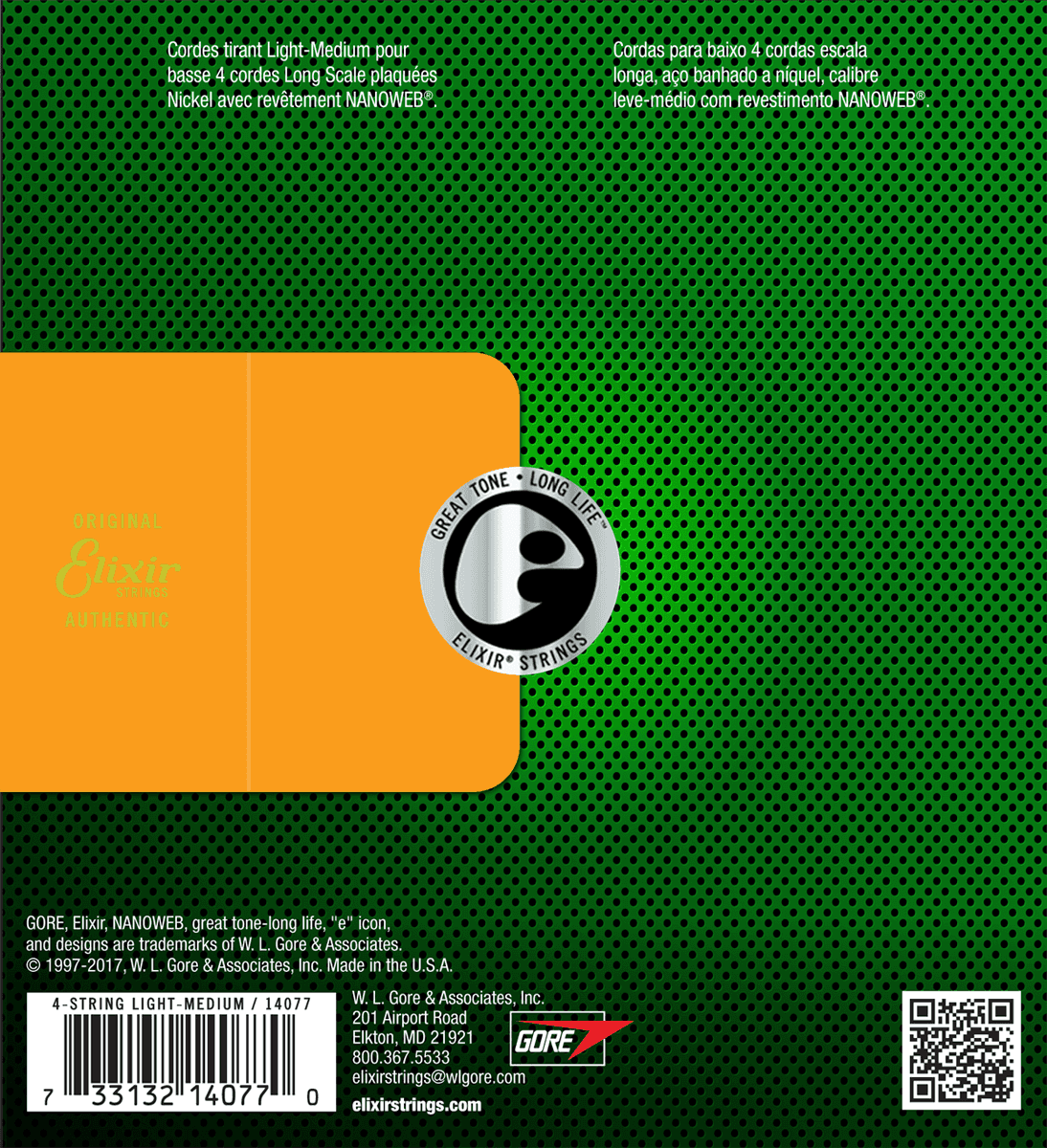 Elixir Electric Bass Nanoweb Nickel Plated Steel Medium 4-String snaren voor basgitaar | 45-105 (14077)