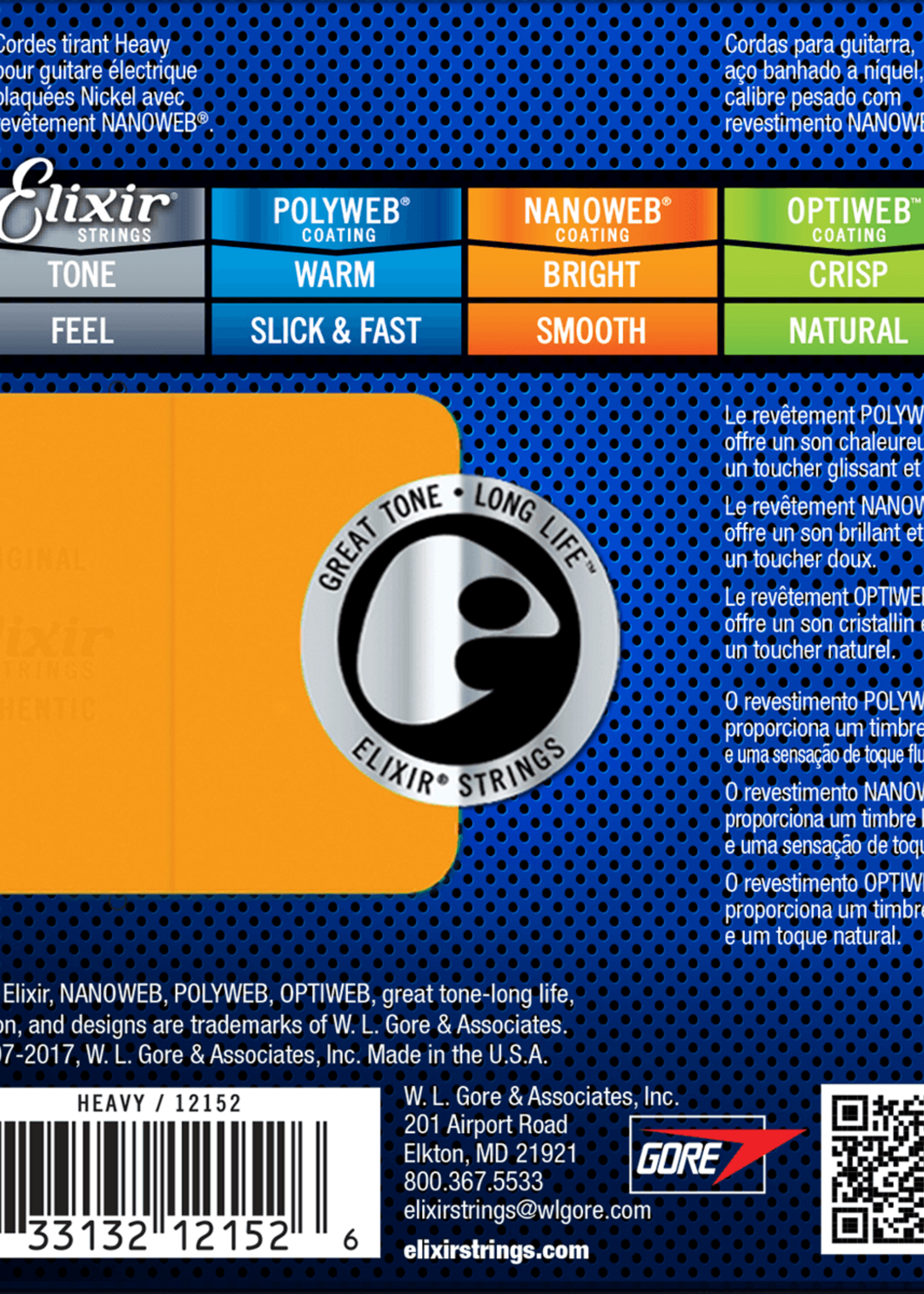 Elixir Elixir Electric Nanoweb Nickel Plated Steel Heavy snaren voor elektrische gitaar | 12-52 (12152)