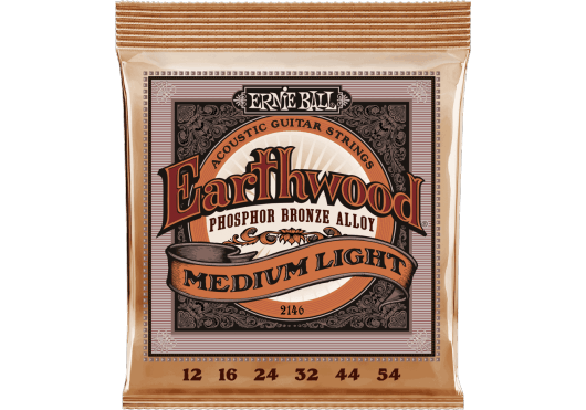 Ernie Ball Earthwood Phosphor Bronze Medium Light Akoestische Gitaarsnaren 12-54 (EB 2146)
