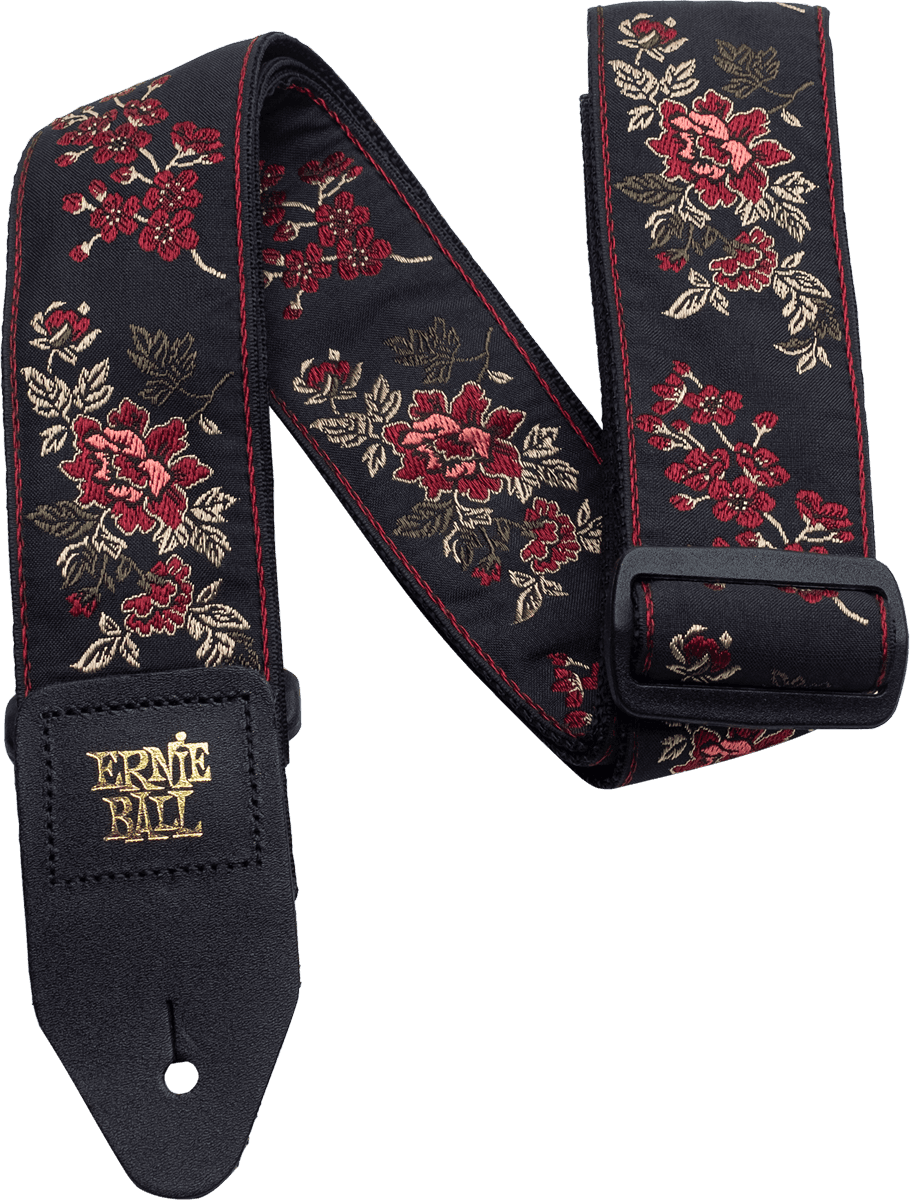 Ernie Ball Jacquard Gitaarband Red Rose Polyester (EB 4142)