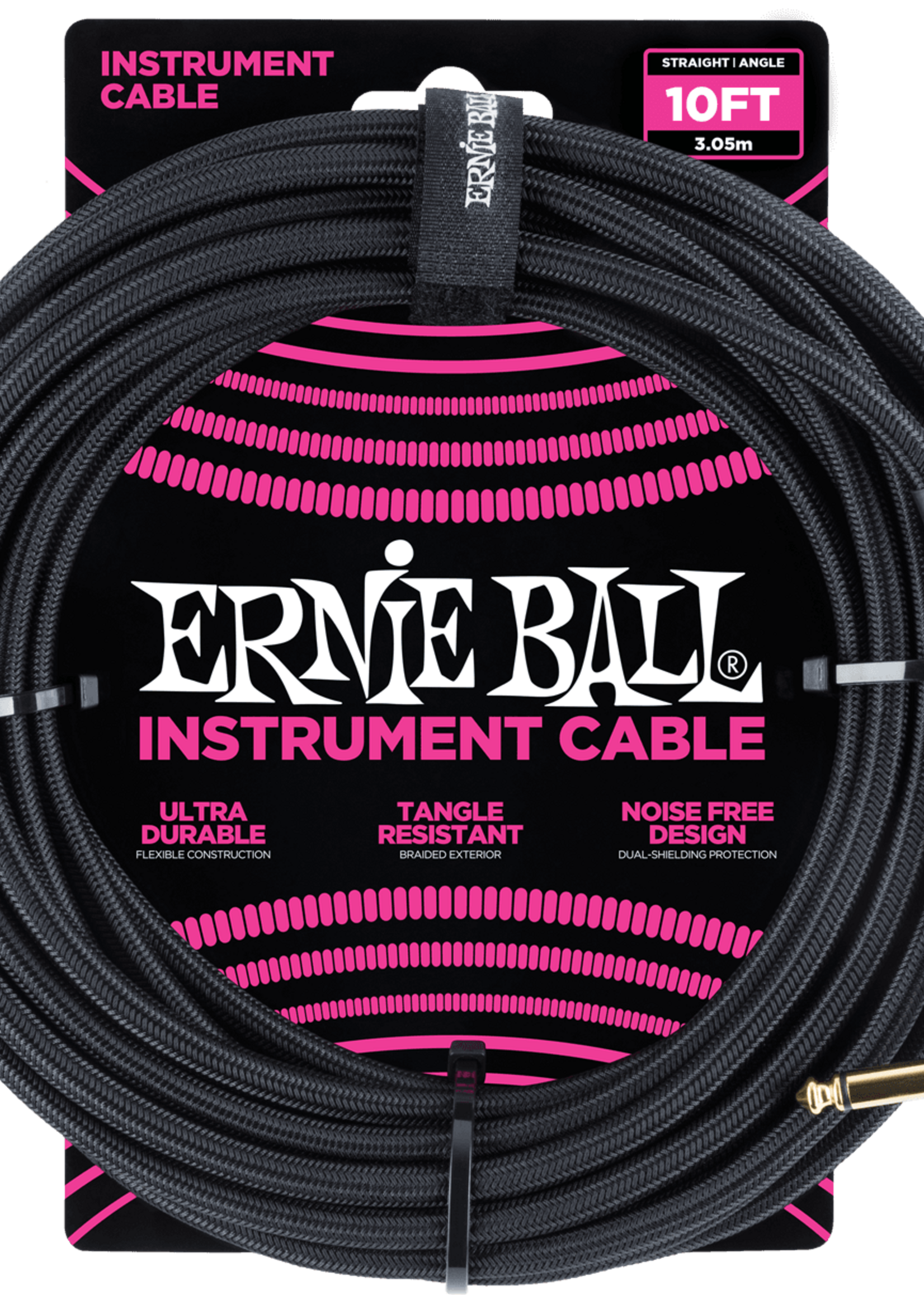 Ernie Ball Ernie Ball Gitaarkabel 3 m Zwart Recht/Haaks