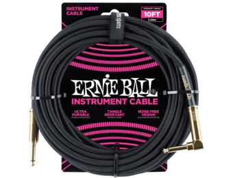 Ernie Ball Instrumentenkabel 3 m Zwart  Recht/Haaks