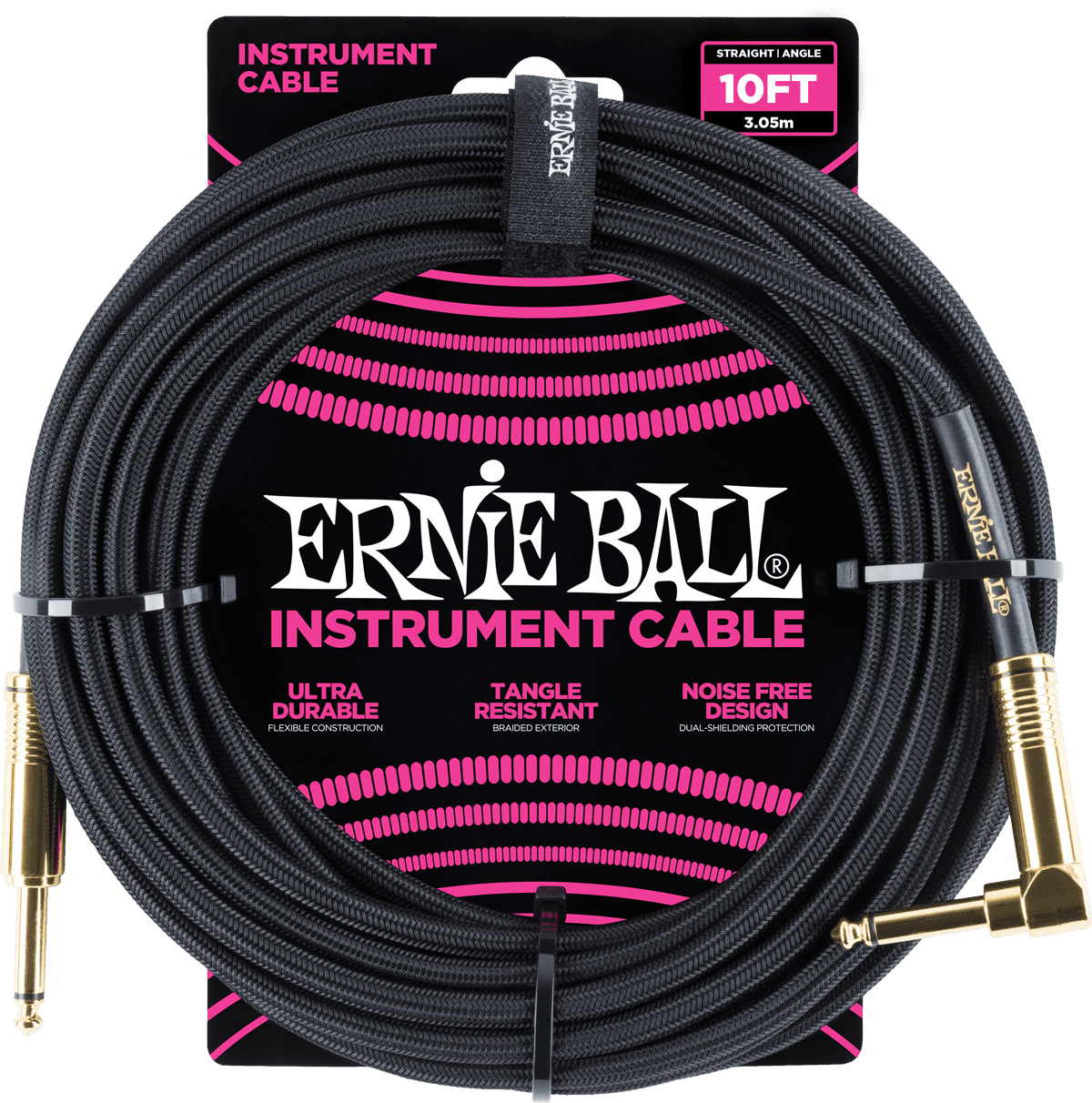 Ernie Ball Gitaarkabel 3 m Zwart Recht/Haaks